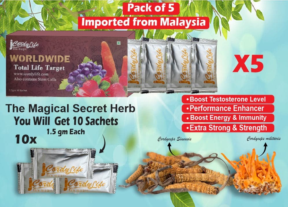 Cordylife pack of 5 contains 50 sachets made in Malaysia