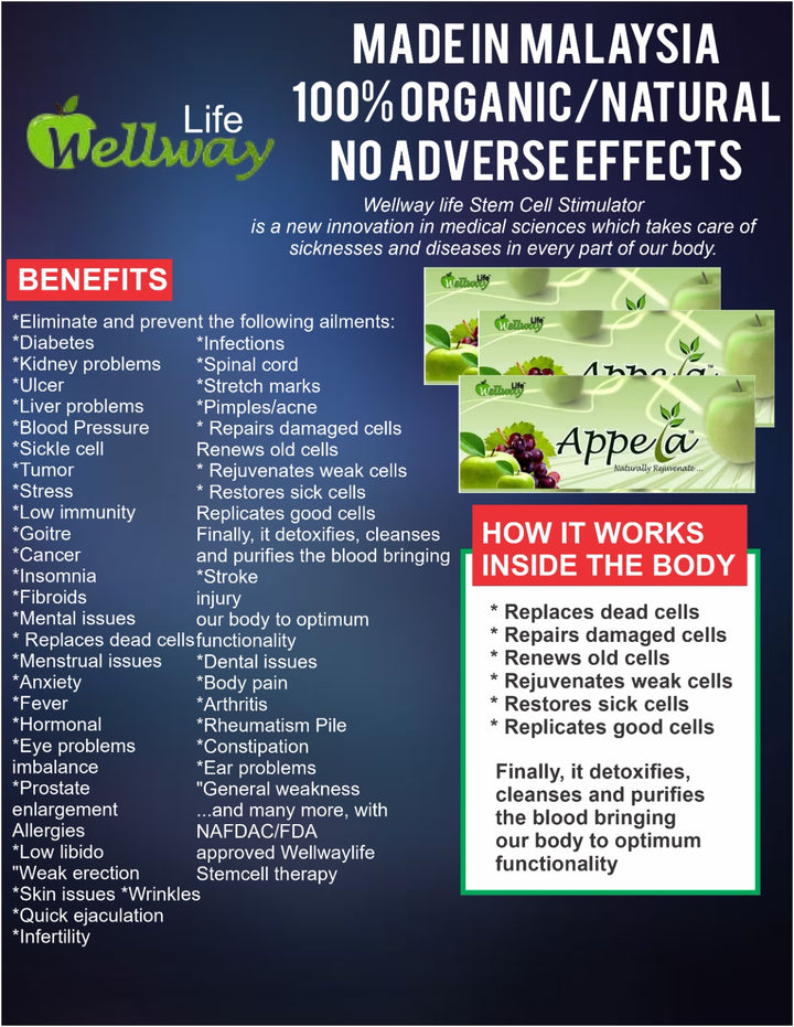 Wellway life Appela 10 pack 150 sachets made in Malayisa Better Than Phytoscience Double Stemcell