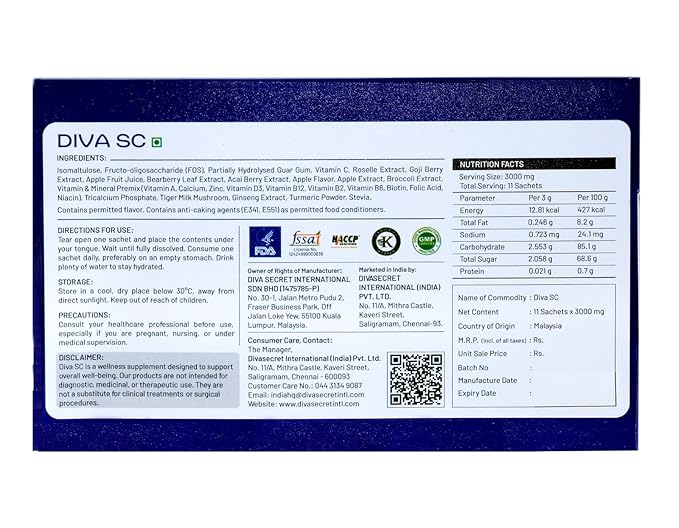 Diva SC A Cellular Nutrition PACK OF 5 Contains 55 Sachets