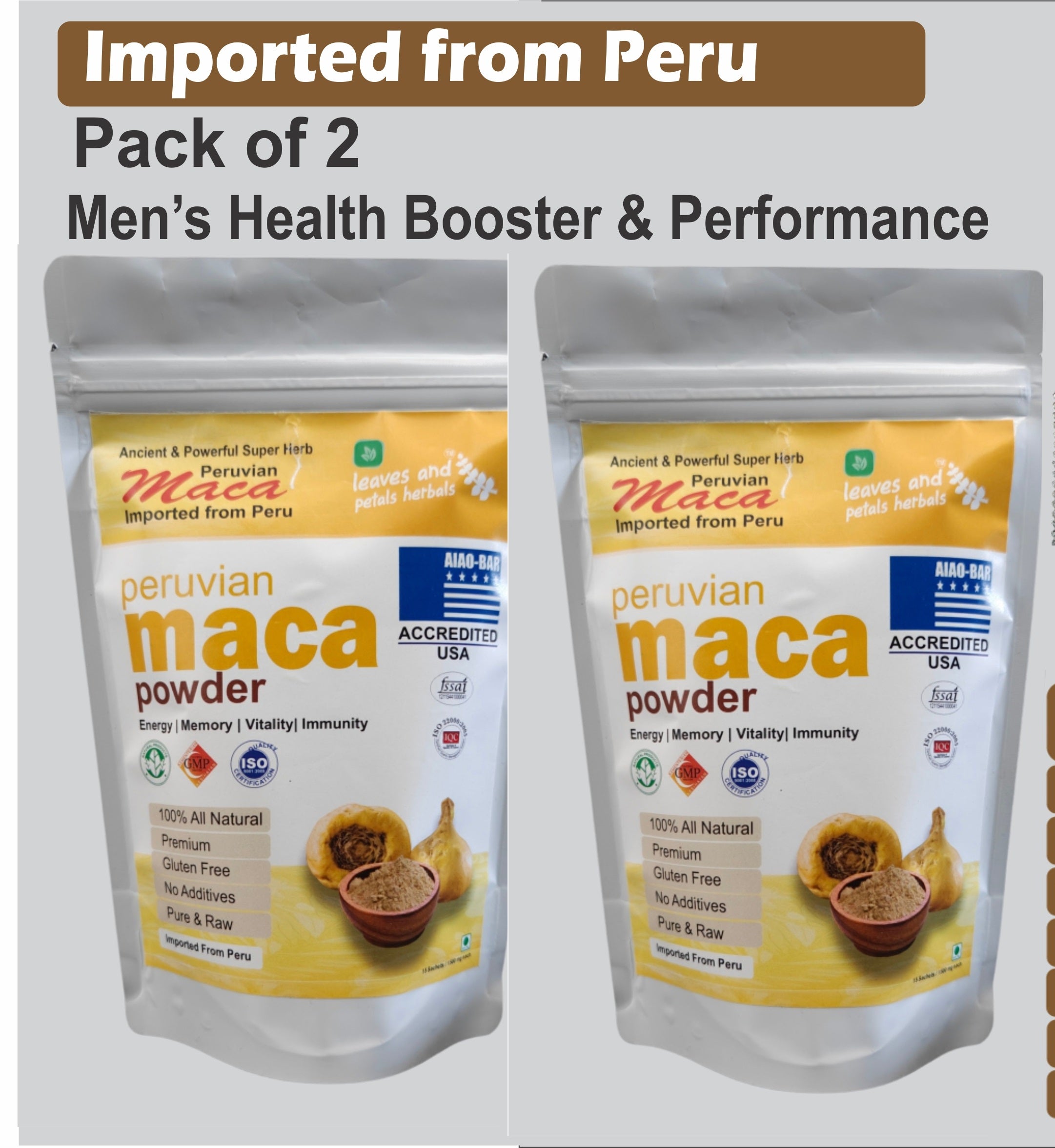 Maca Root Powder 2 PACK 30 SACHETS IMPORTED FROM Peruvian