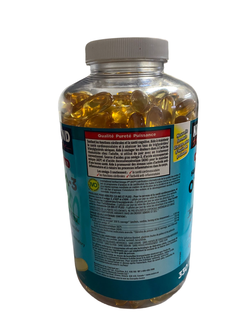Kirkland omega 3 fish oil 330 soft gel 1300 mg each imported from Canada